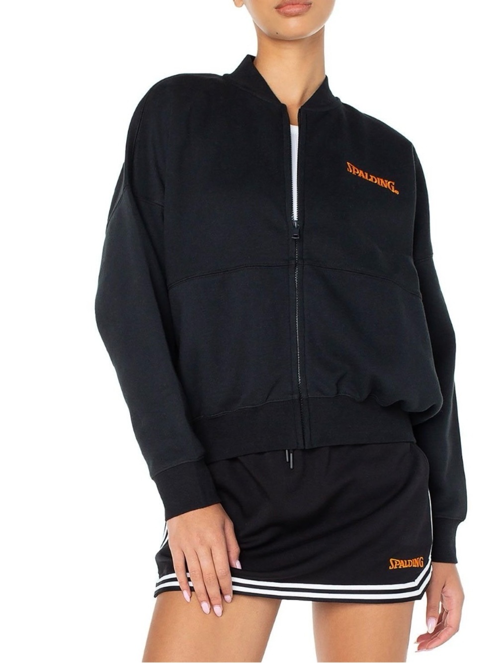 NWT Spalding Women’s Fleece Black Bomber Jacket Size: XL